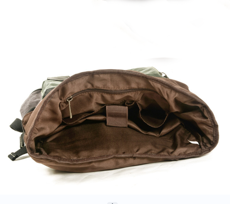 Waxed Canvas Leather Backpack, Vintage Reclaimed Leather Backpack, Retro Rucksack, Unisex Backpack