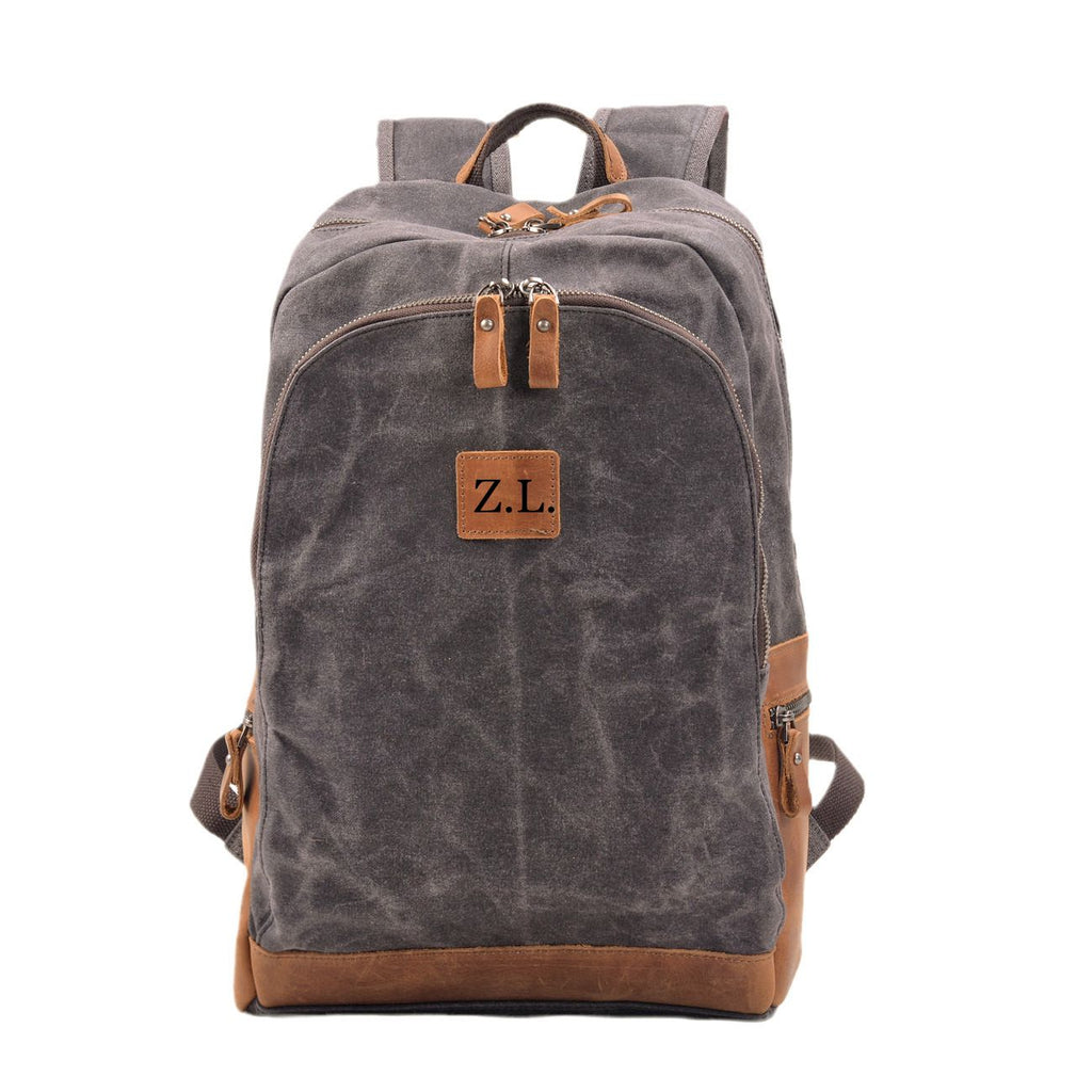 Waxed Canvas Backpack, Leather and Travel Bag, Weatherproof Backpack，Canvas Leather School Backpack