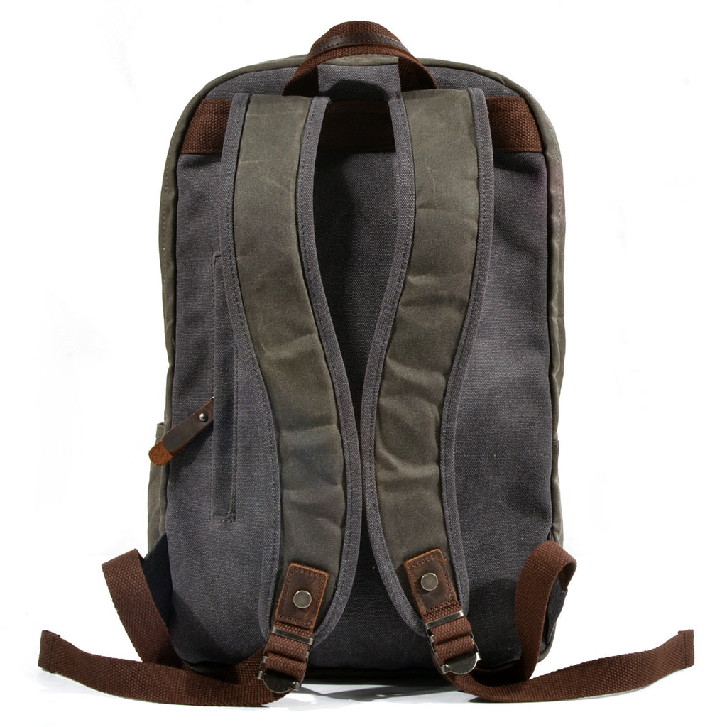 Waxed Canvas Travel Backpack, Casual Canvas Daypack, Laptop Rucksack, School Backpack