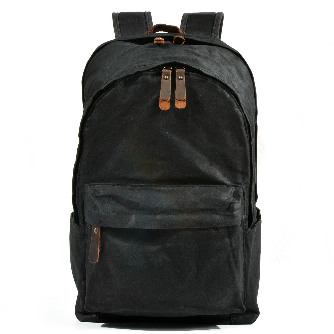 Waxed Canvas Travel Backpack, Casual Canvas Daypack, Laptop Rucksack, School Backpack Black
