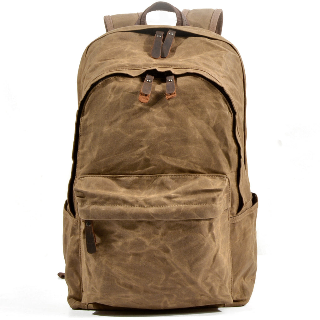 Waxed Canvas Travel Backpack, Casual Canvas Daypack, Laptop Rucksack, School Backpack