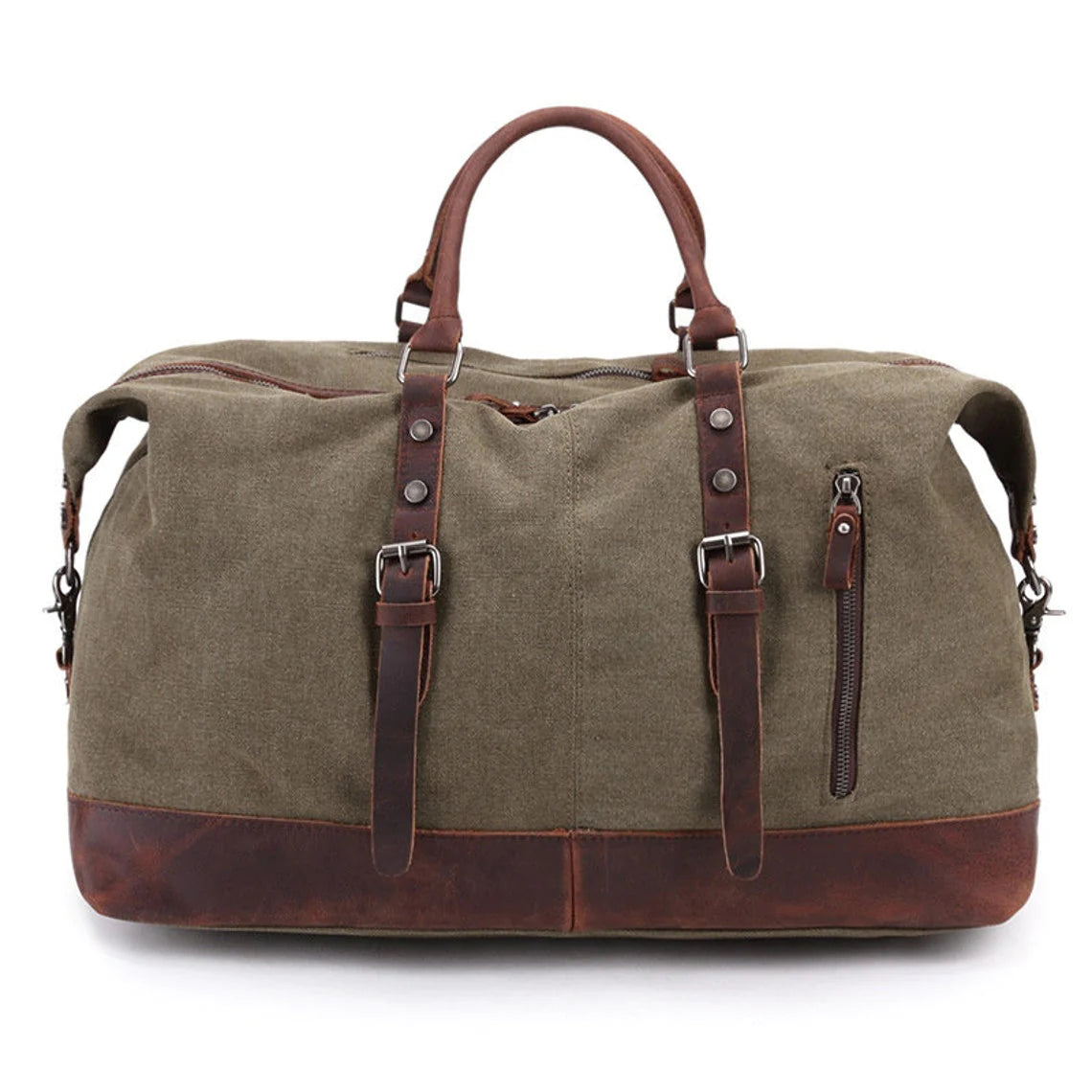 Handmade Canvas Leather Travel Bag Duffle Bag Holdall Luggage Weekende ...