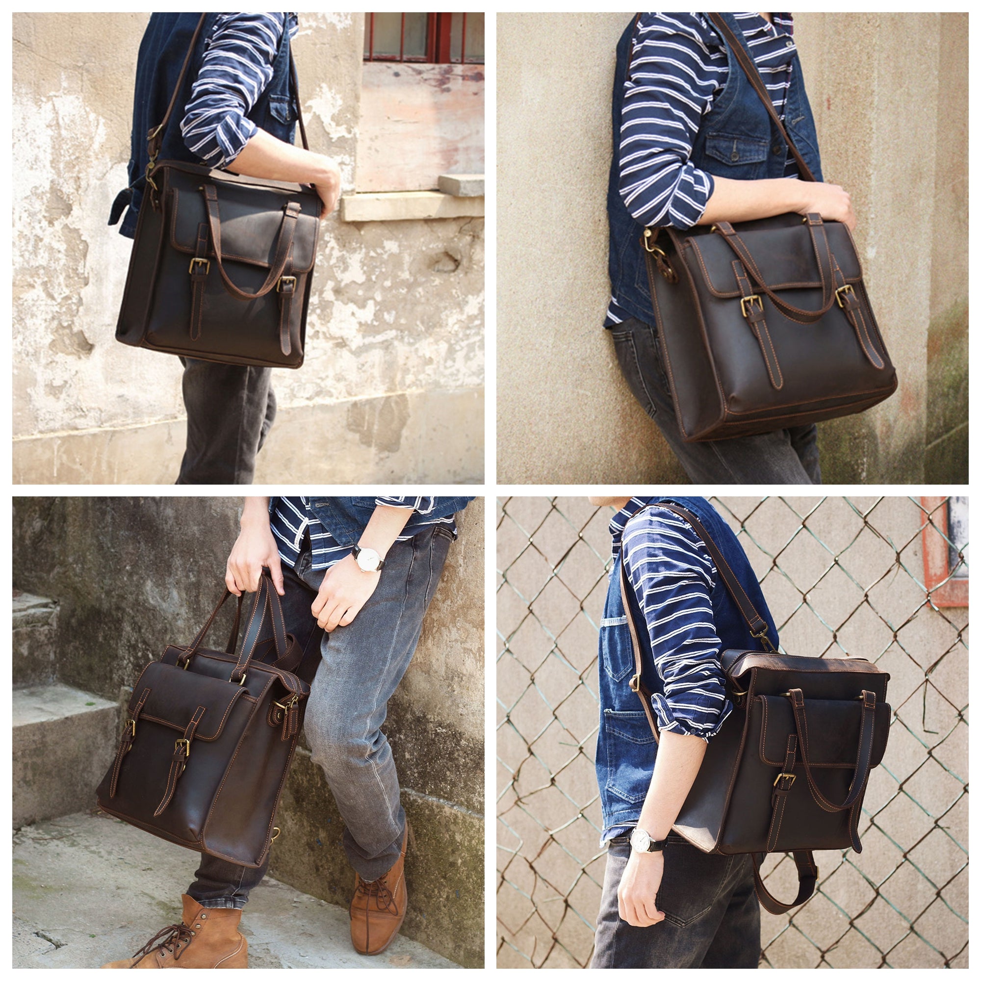 backpack messenger bag leather Multifunctional Leather Bag, Messenger Bag, Laptop Bag, Men's Briefcase, Leather Backpack, Handbag Purse No