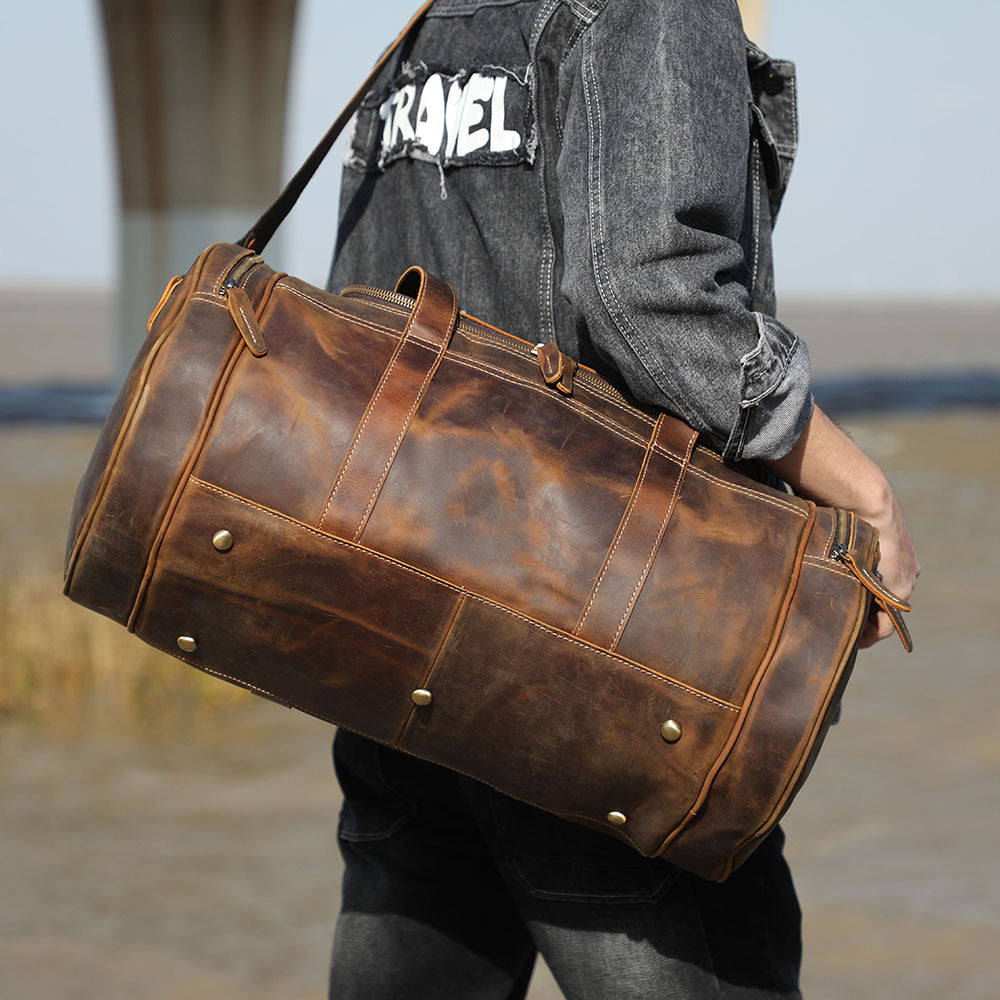 Large leather duffel online bag