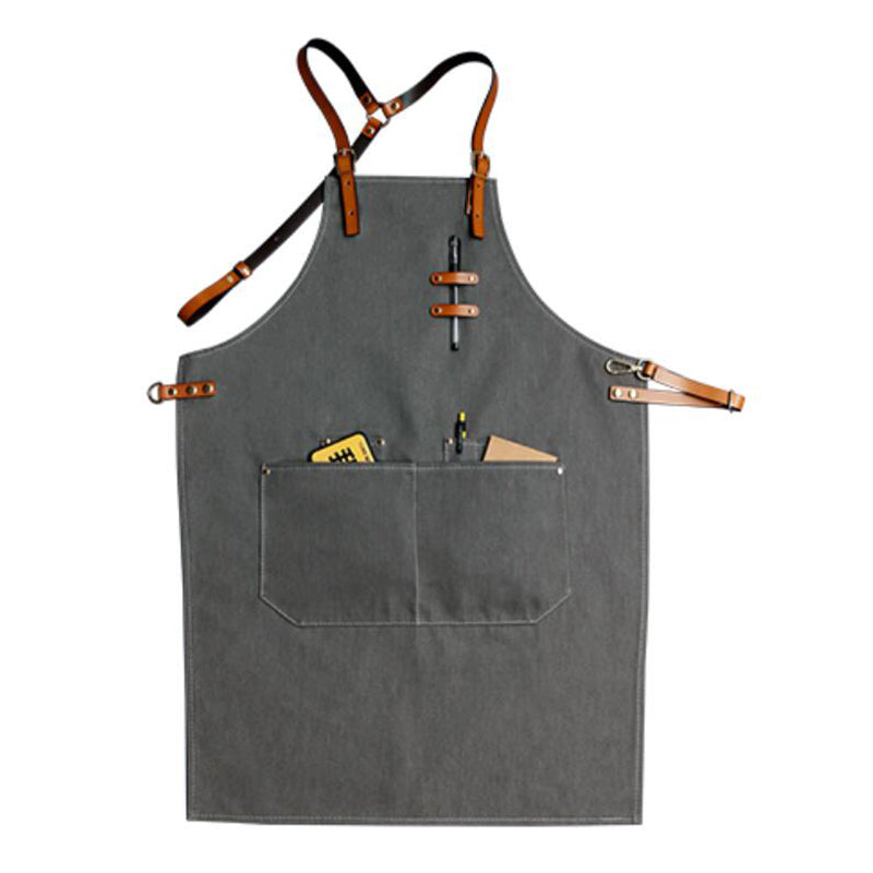 Antifouling Denim Apron Big Apron Personalized Studio Apron Custom Logo Work Apron M129-13B - LISABAG