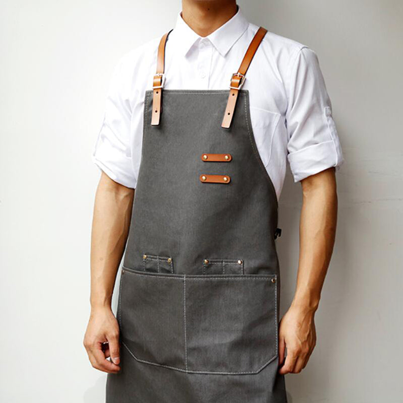 Antifouling Denim Apron Big Apron Personalized Studio Apron Custom Logo Work Apron M129-13B - LISABAG