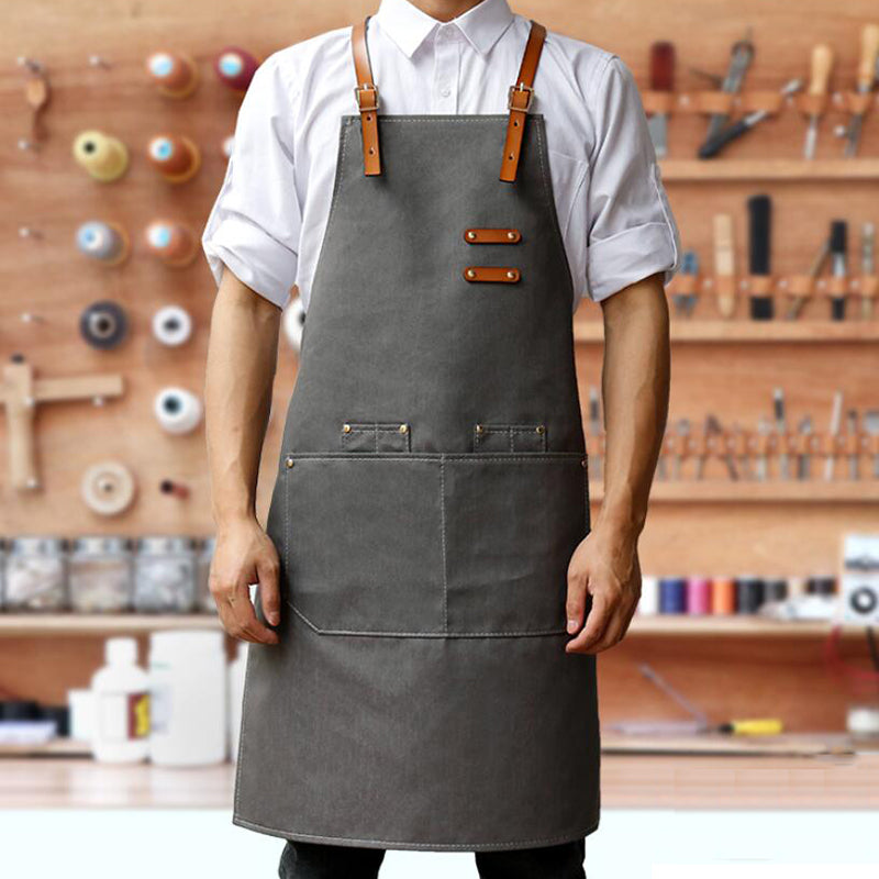 Antifouling Denim Apron Big Apron Personalized Studio Apron Custom Logo Work Apron M129-13B - LISABAG