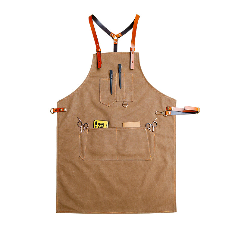 Artist Apron for Painting - Universal Work Apron with Leather Back Straps  Cross Back Design with Pockets Apron for Gardening, Art, Kitchen, for Men