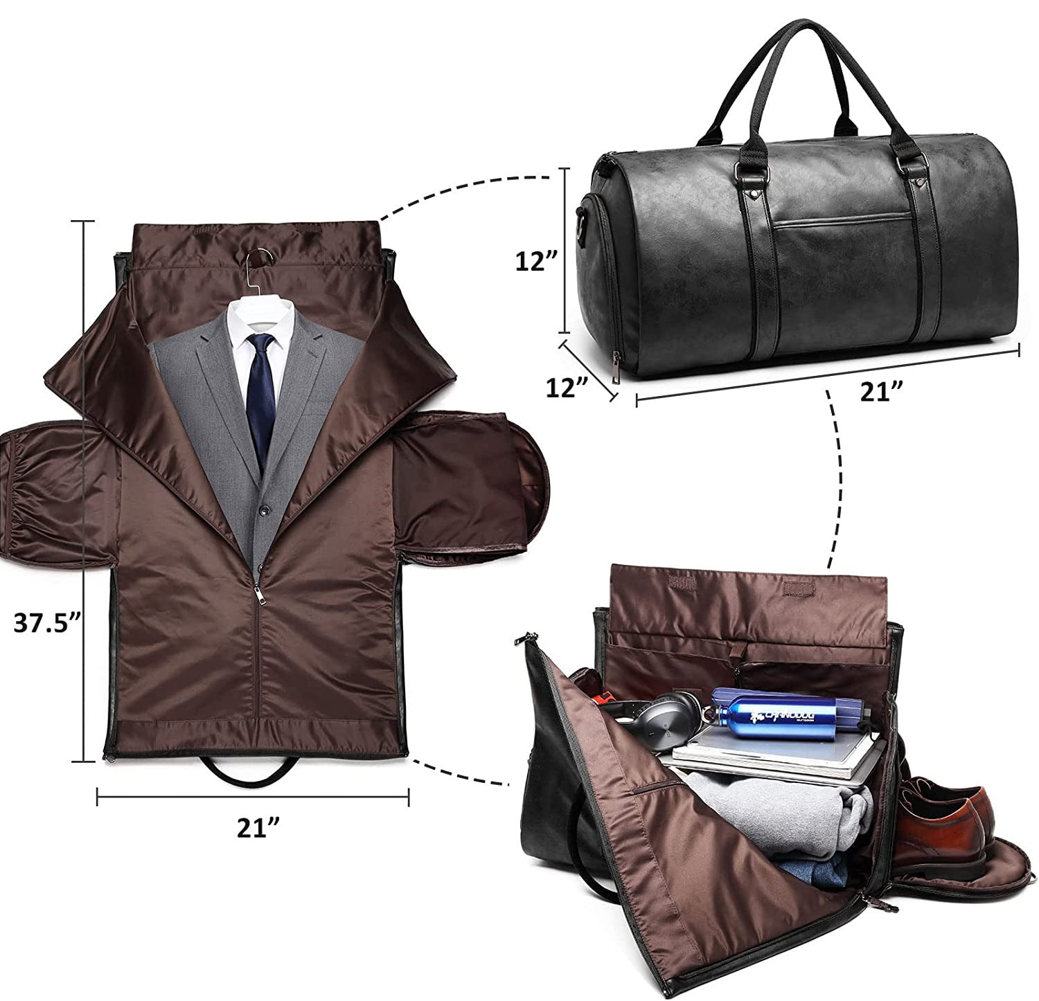 baglane hybrid backpack garment bag travel carry on suit bag Carry on Garment Bags for Travel Convertible Mens Suit Travel Duffle Bags Black / Garment Bag Only