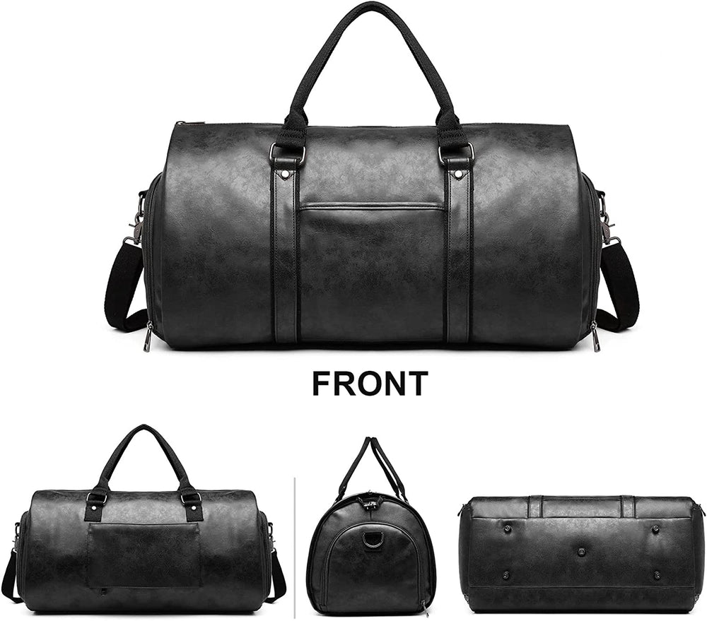 Carry on Garment Bags for Travel Leather Garment Duffle Bag Convertible Mens Suit Travel Bags with Shoe Compartment