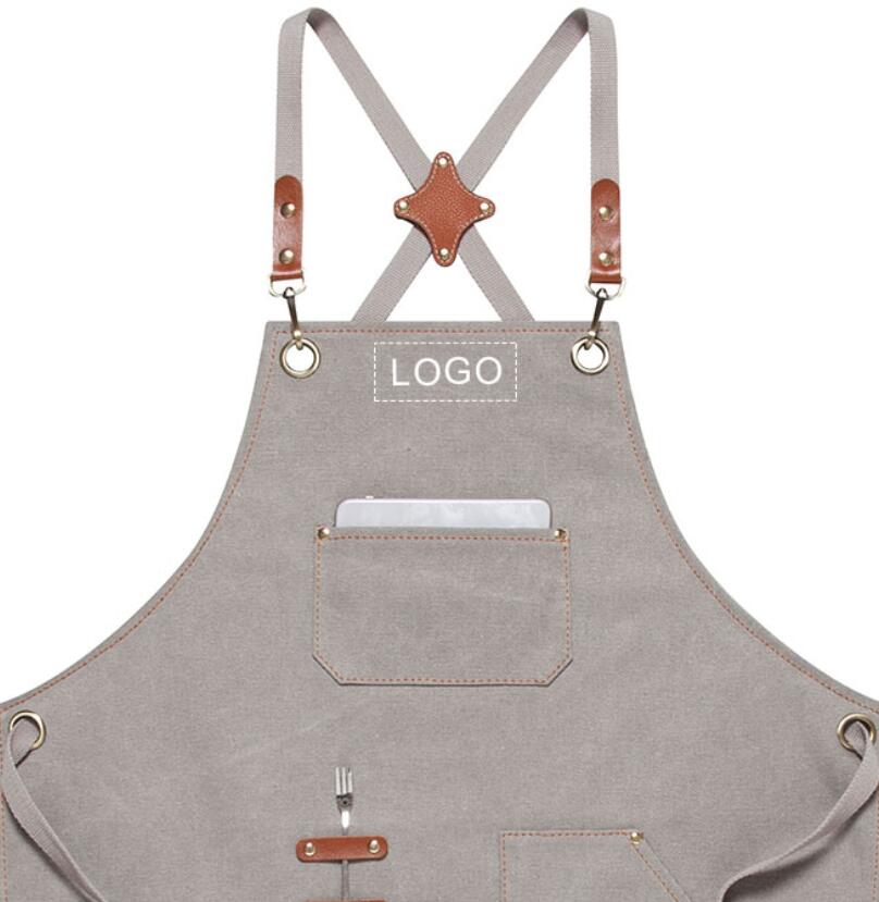 Custom Logo Canvas Restaurant Apron Work Apron Kitchen Apron Adjustable Aprons Chef Apron Server Apron M79-17 - LISABAG