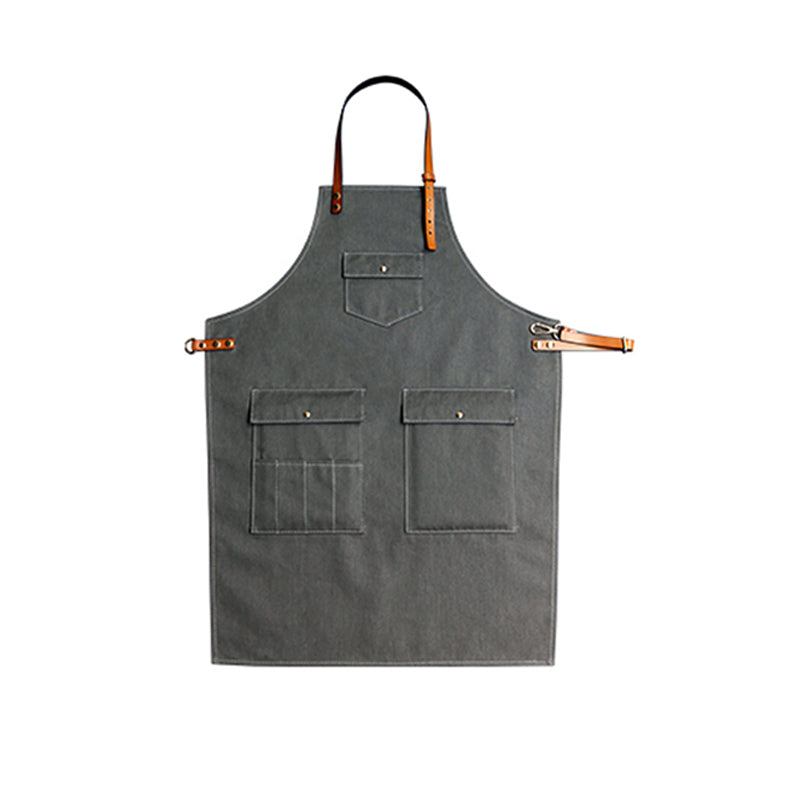 Denim And Leather Apron Custom Logo Server Aprons Personalized Work Apron Men Studio Apron M99-7A - LISABAG