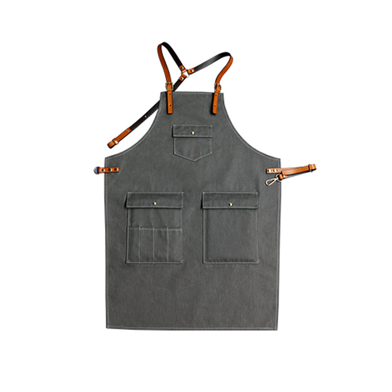 Denim And Leather Apron Custom Logo Server Aprons Personalized Work Apron Men Studio Apron M99-7A - LISABAG