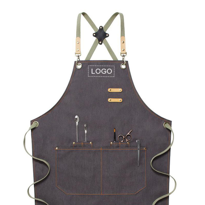 Denim Apron Custom Logo Serve Apron Personalized Studio Apron Chef Apron Work Apron M79-16A - LISABAG