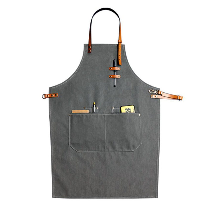 Denim Apron For Chef Apron With Tool Pockets Work Apron Waitresses Apron Kitchen Apron M99-7B - LISABAG