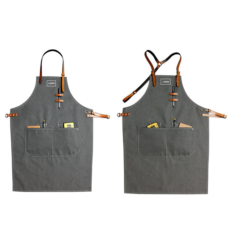 Denim Apron For Chef Apron With Tool Pockets Work Apron Waitresses Apron Kitchen Apron M99-7B - LISABAG