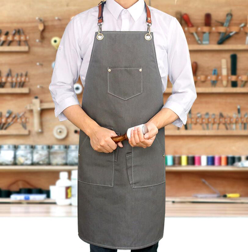 Radicaln Black Kitchen Apron For Men & Women, Adjustable Denim Aprons With Multiple Pockets Ideal For Bbq Accessories Black