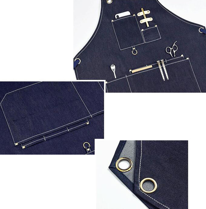 Denim Apron Work Apron Long Apron Studio Apron Server Apron Restaurant Apron Stylish Shop Apron GPG954 - LISABAG