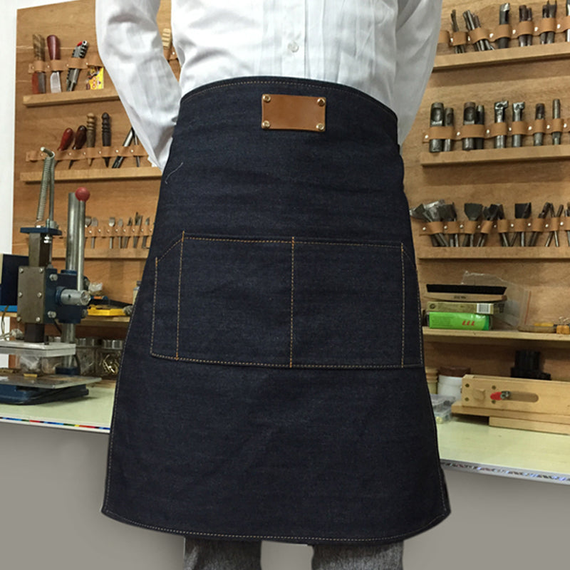 Denim Half-Apron Personalized Work Apron Restaurant Apron Kitchen Apron Chef's Apron ZW89-9 - LISABAG