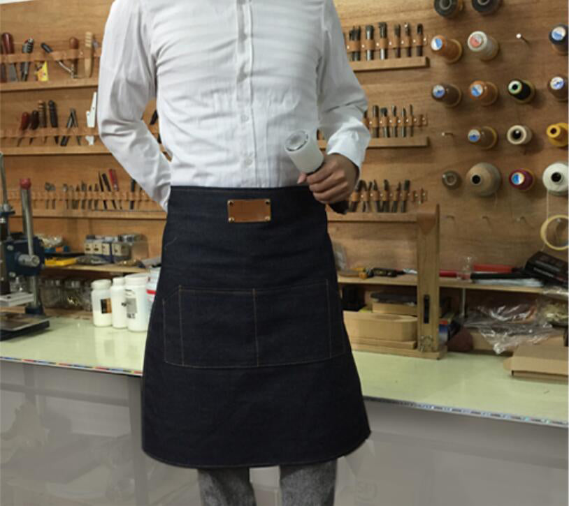 Denim Half-Apron Personalized Work Apron Restaurant Apron Kitchen Apron Chef's Apron ZW89-9 - LISABAG