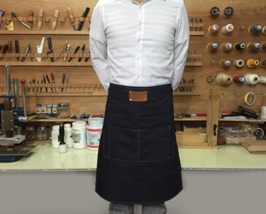 Denim Half-Apron Personalized Work Apron Restaurant Apron Kitchen Apron Chef's Apron ZW89-9 - LISABAG
