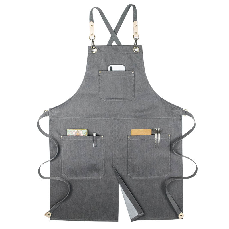 Denim Work Apron Custom Denim Apron Custom Logo Workshop Apron Server Apron Restaurant Apron GPG905 - LISABAG