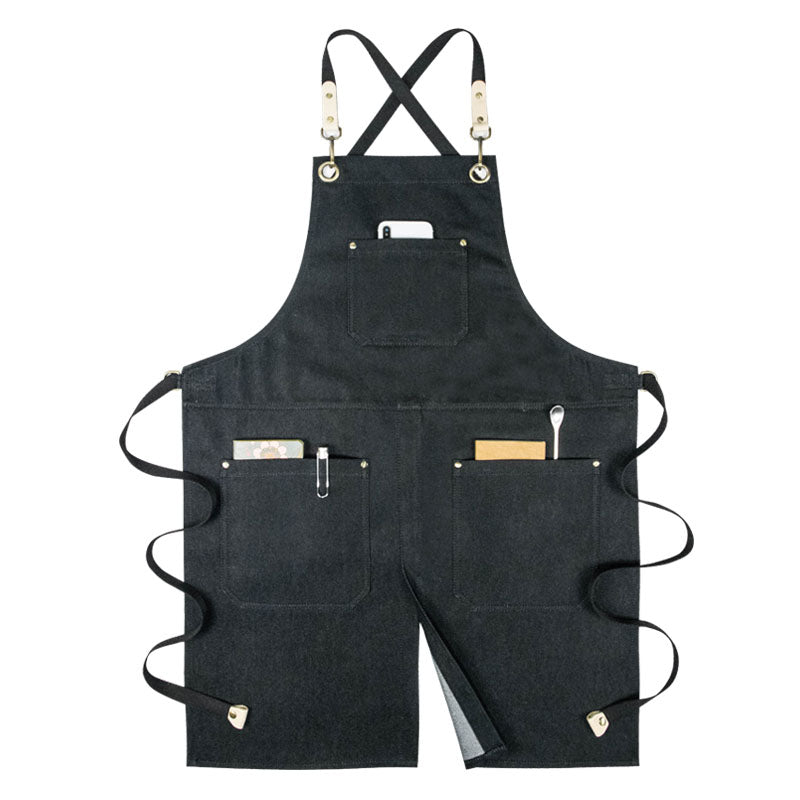 Denim Work Apron Custom Denim Apron Custom Logo Workshop Apron Server Apron Restaurant Apron GPG905 - LISABAG