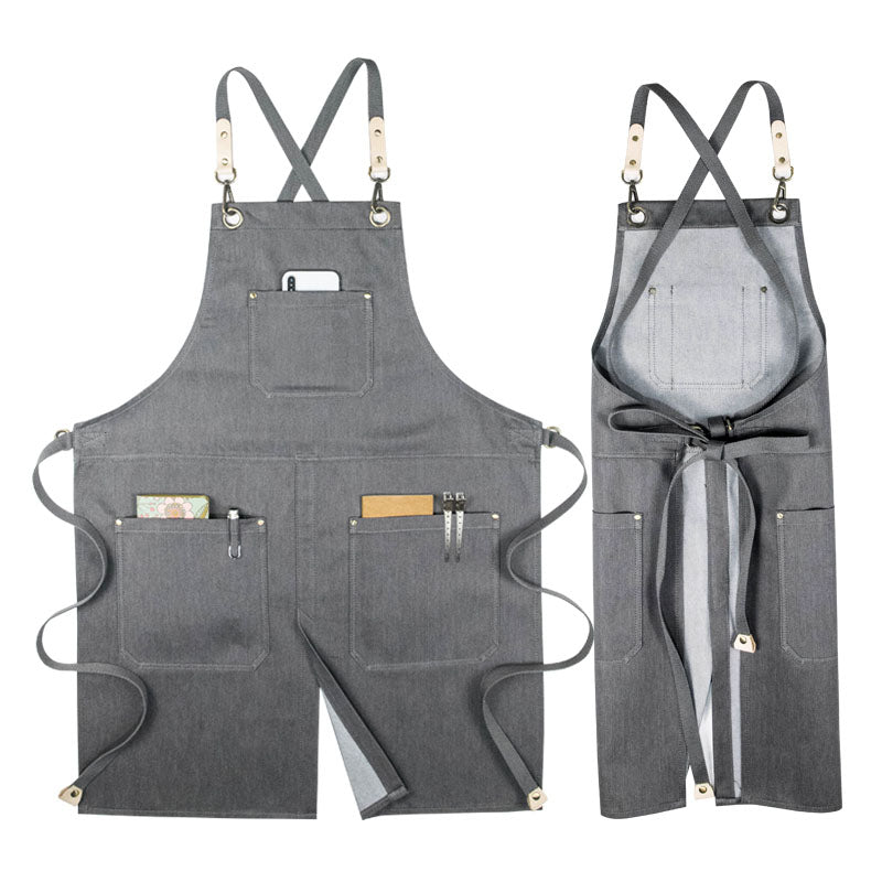 Denim Work Apron Custom Denim Apron Custom Logo Workshop Apron Server Apron Restaurant Apron GPG905 - LISABAG