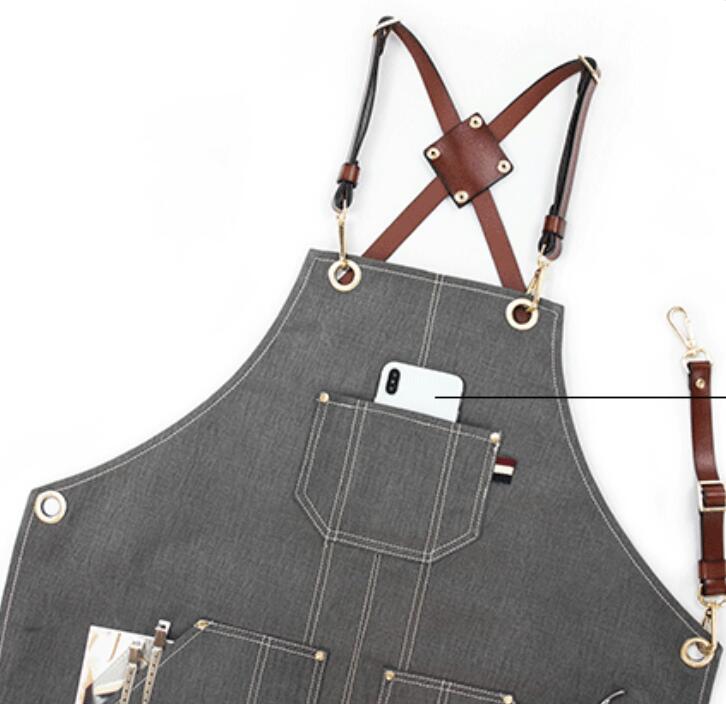 Denim Work Apron Personalized Apron Gardener Apron Studio Apron Shop Apron Cafe Apron Long Apron GPG911-X - LISABAG