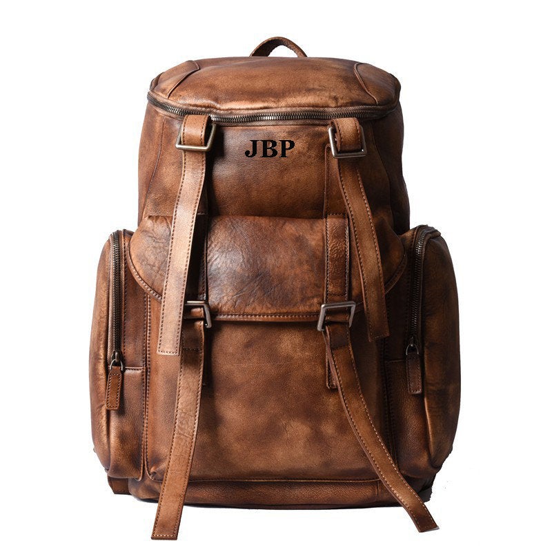 Distressed leather backpack best sale