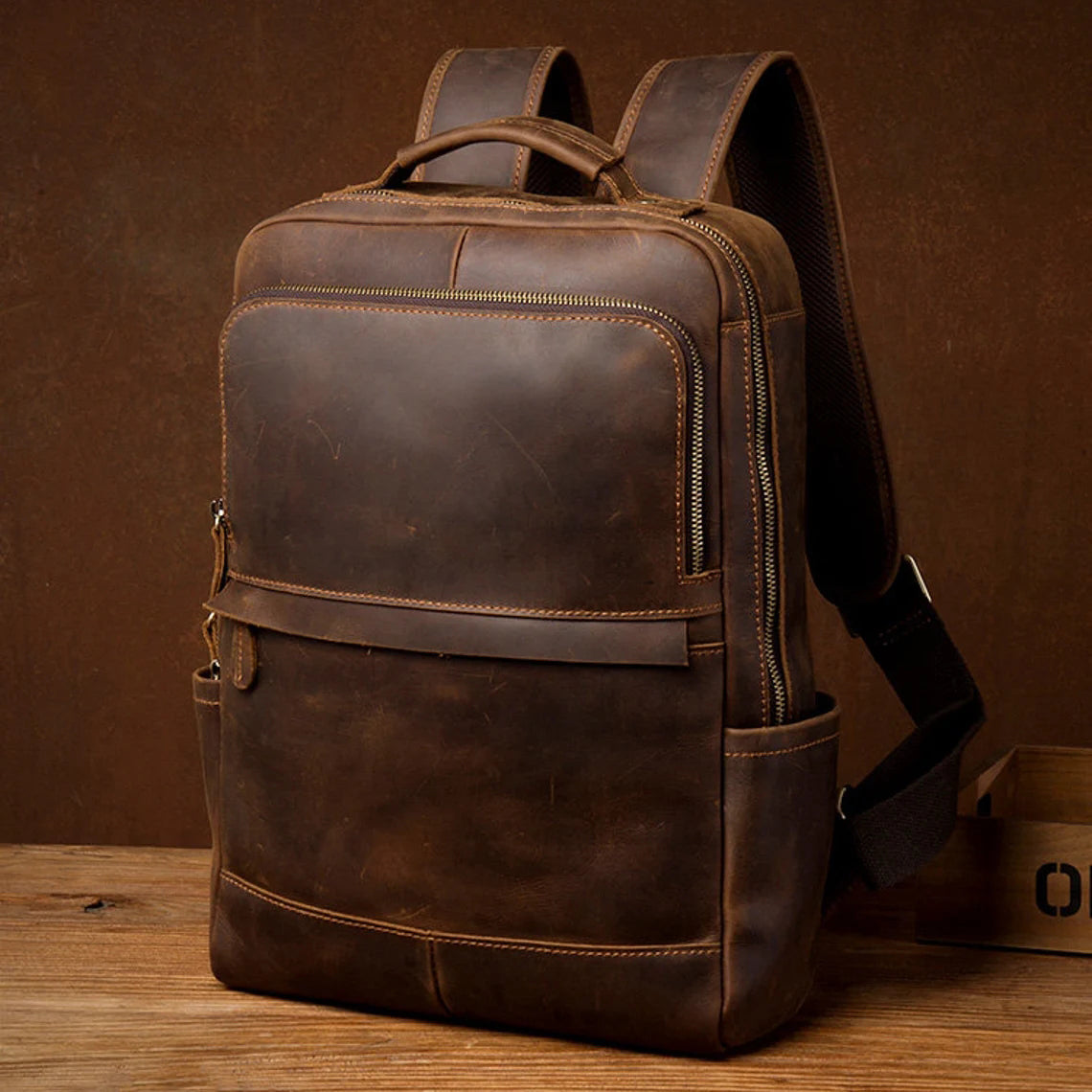 leather backpack tan/black – The Fernweh Boutique