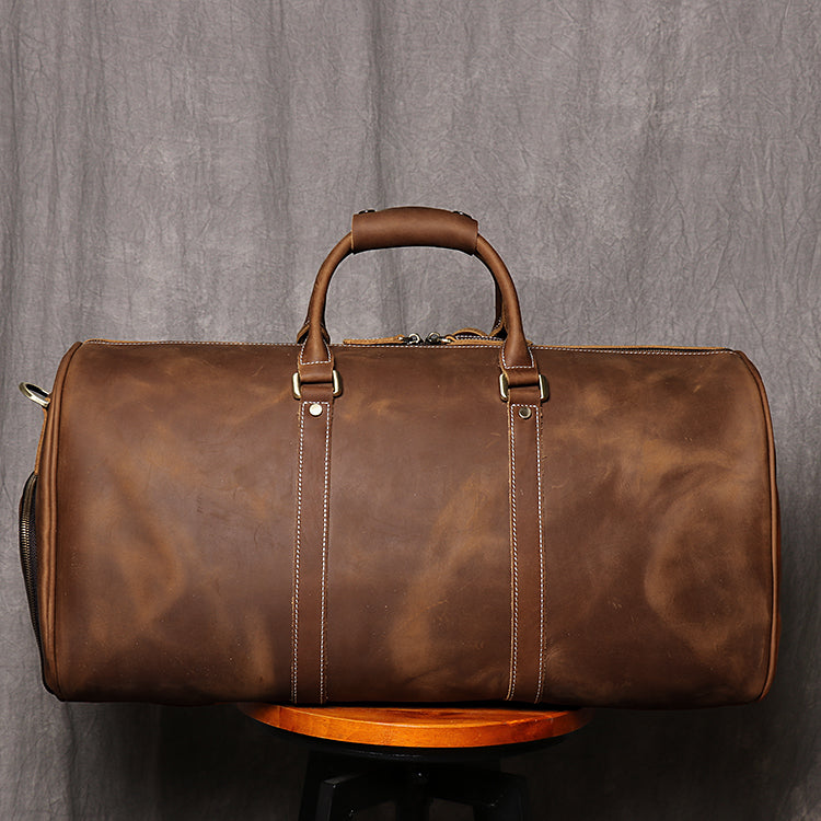Leather Duffle Bag/Monogrammed Leather Weekender Bag/Leather Holdall/Overnight Bag For Men