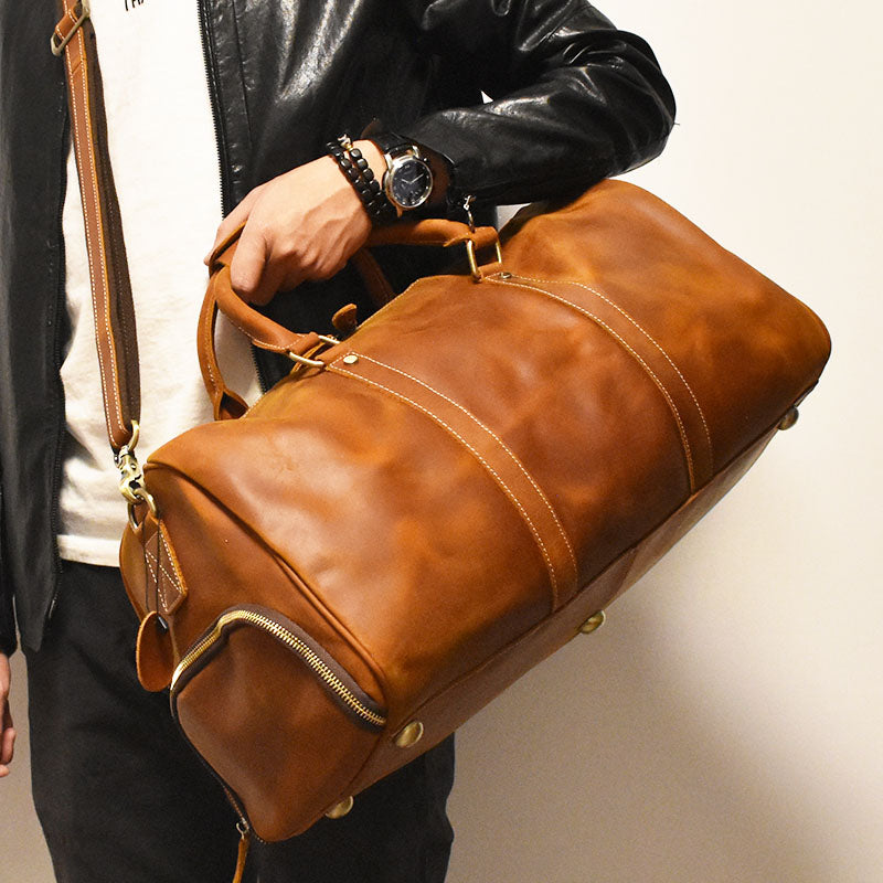 Full Grain Leather Duffle Bag/Monogrammed Genuine Leather Weekender  Bag/Leather Holdall/Overnight Bag For Men/Personalized Gift For Him