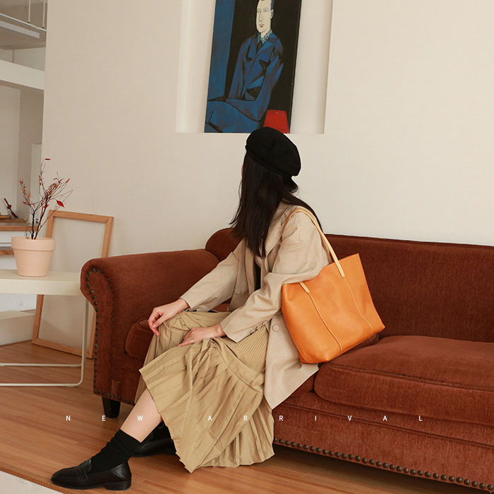 Personalized Full Grain Leather Tote Bag Large Capacity Shoulder Bag Leather Handbag For Women