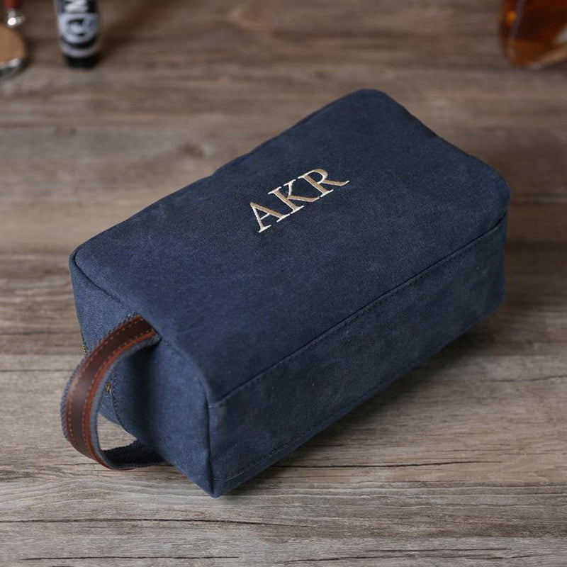 Groomsmen Gifts Personalized Toiletry Bag Monogrammed Dopp Kit Embroidery Shaving Kit Washed Canvas Travel Case DB99