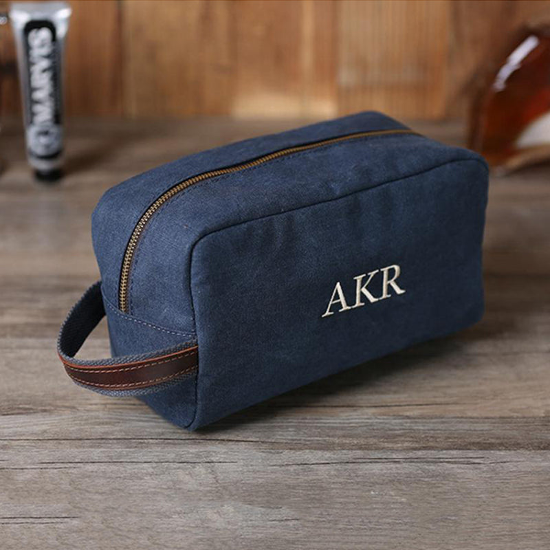 Personalized Canvas Dopp Kit, Shaving Kit, Mens Toiletry Bag Monogrammed,  Unique Groomsmen Gift