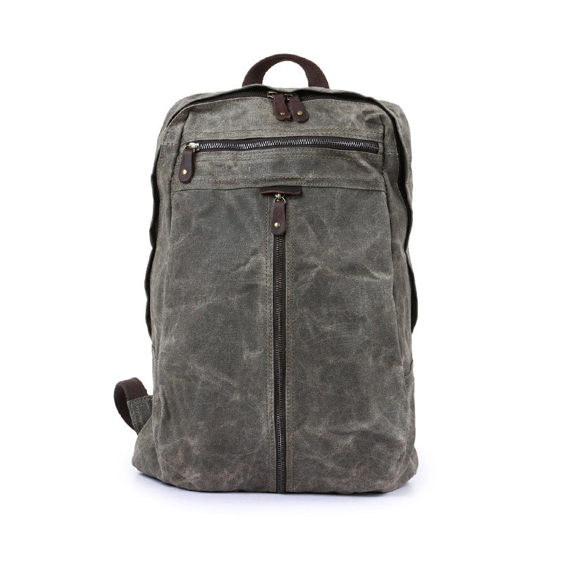 Handcrafted Unisex Waxed Canvas Laptop Backpack Fashion School Backpack Waterproof Backpack