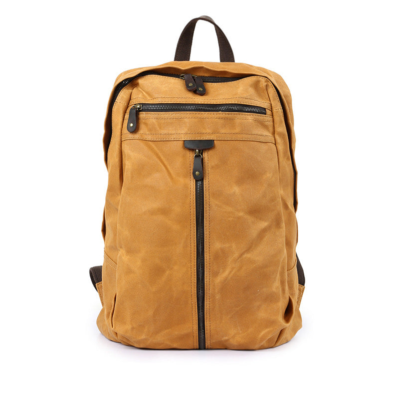 Handcrafted Unisex Waxed Canvas Laptop Backpack Fashion School Backpack Waterproof Backpack