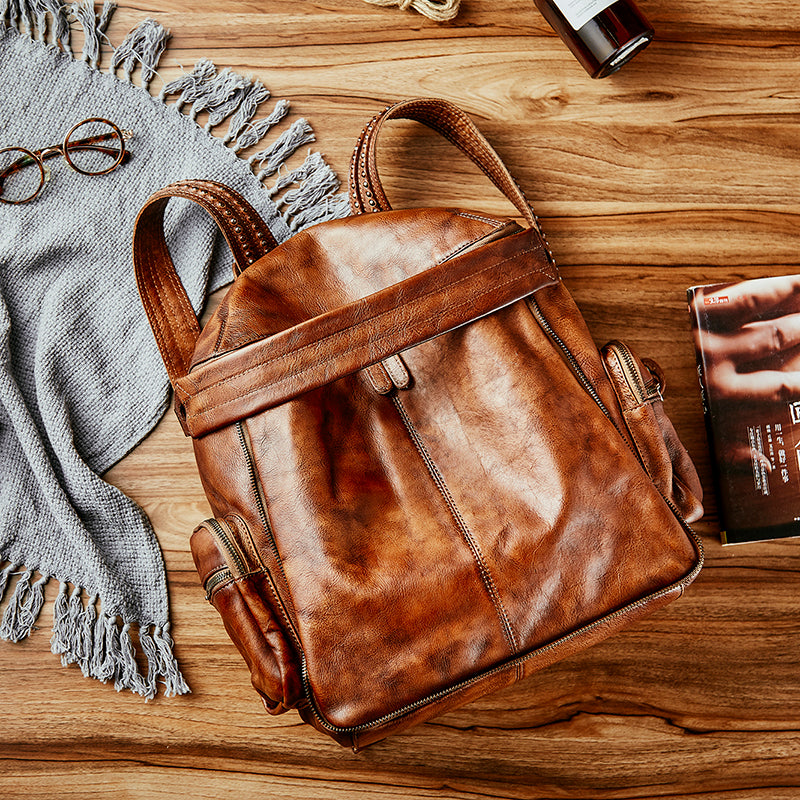 Full grain leather backpack womens Clearance