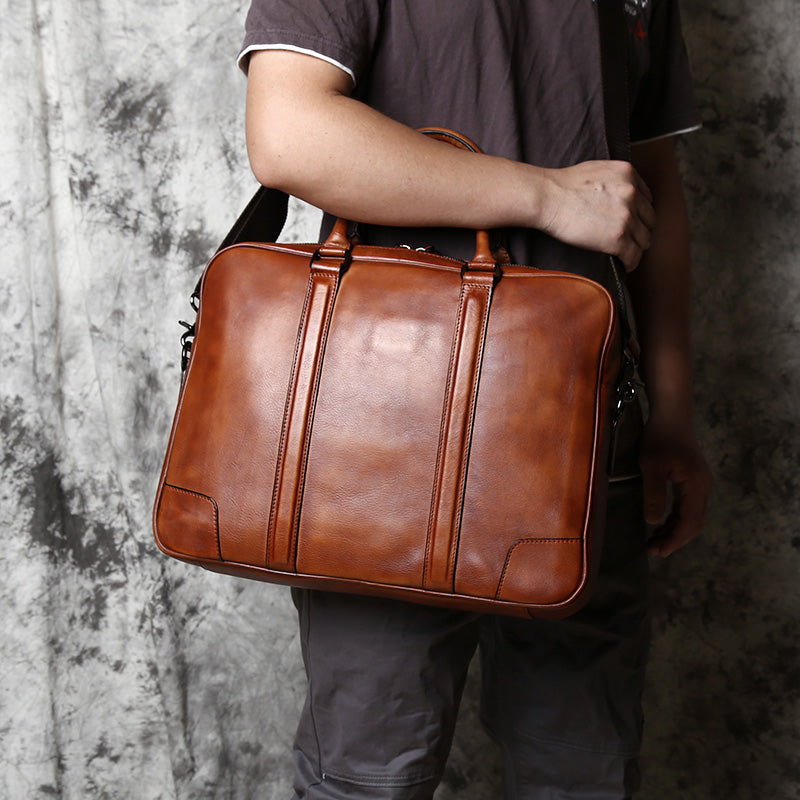 Handmade 15'' Laptop Bag, Leather Briefcase Men, Leather Crossbody Bag –  LISABAG