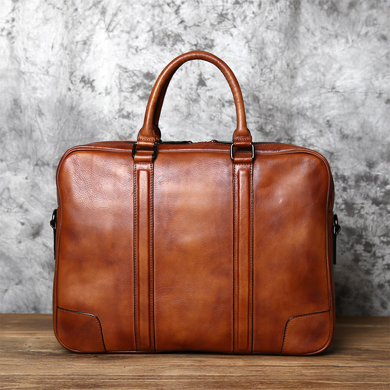 Full Grain Leather Messenger Bag, Leather Briefcase Men, Leather Laptop Bag