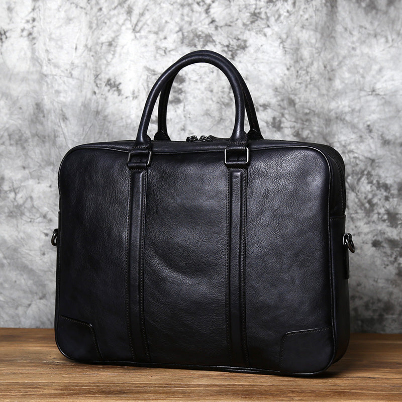 Men's black leather laptop bag sale