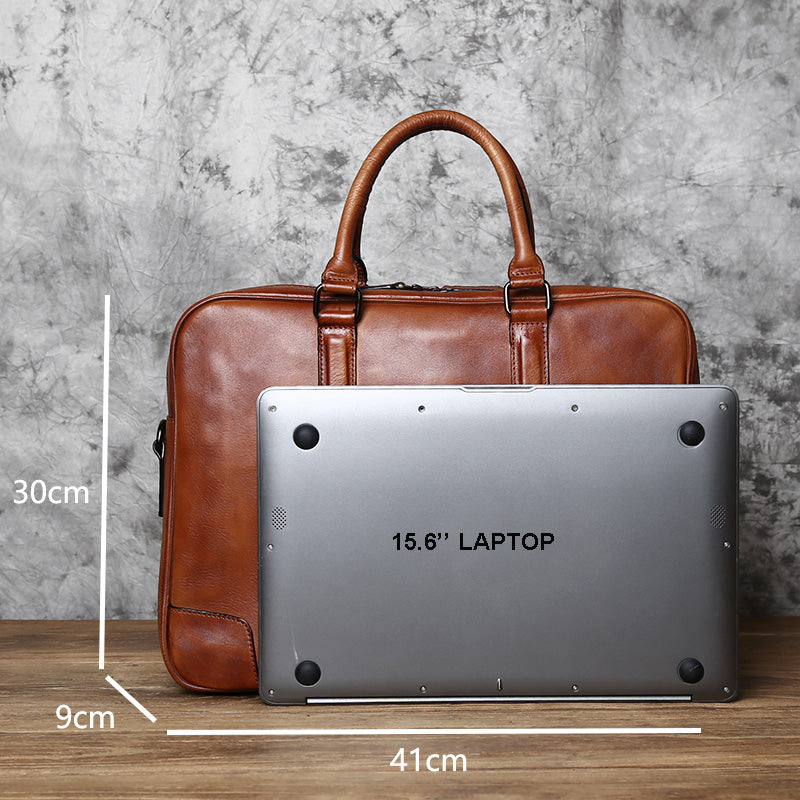 Full Grain Leather Messenger Bag, Leather Briefcase Men, Leather Laptop Bag