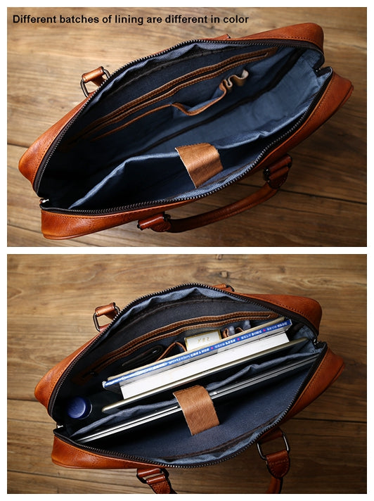 Full Grain Leather Messenger Bag, Leather Briefcase Men, Leather Laptop Bag