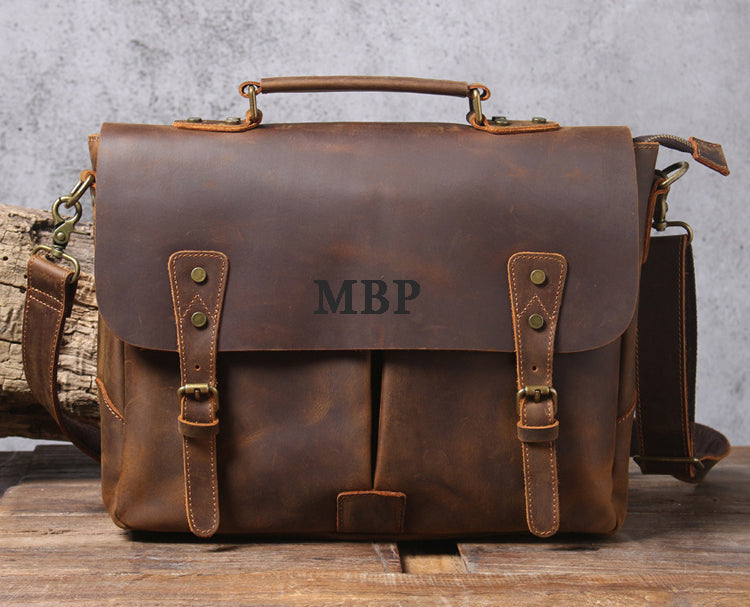 Handmade Full Grain Rustic Leather Messenger Bag Leather Laptop