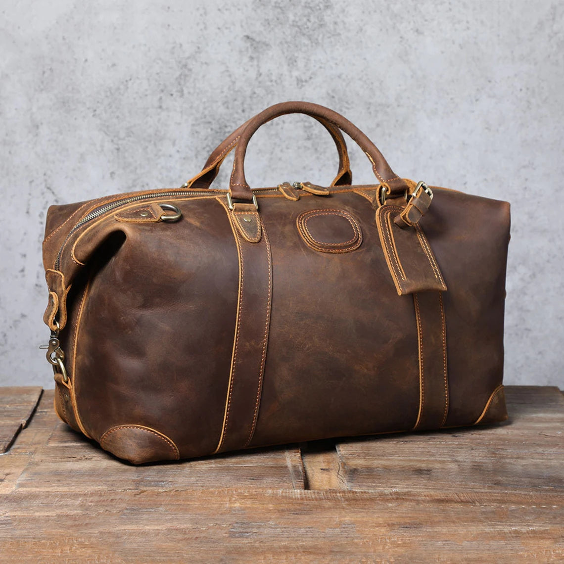 Jajmo Legacy Leather Men's Wash Bag in Bourbon Brown - Travel