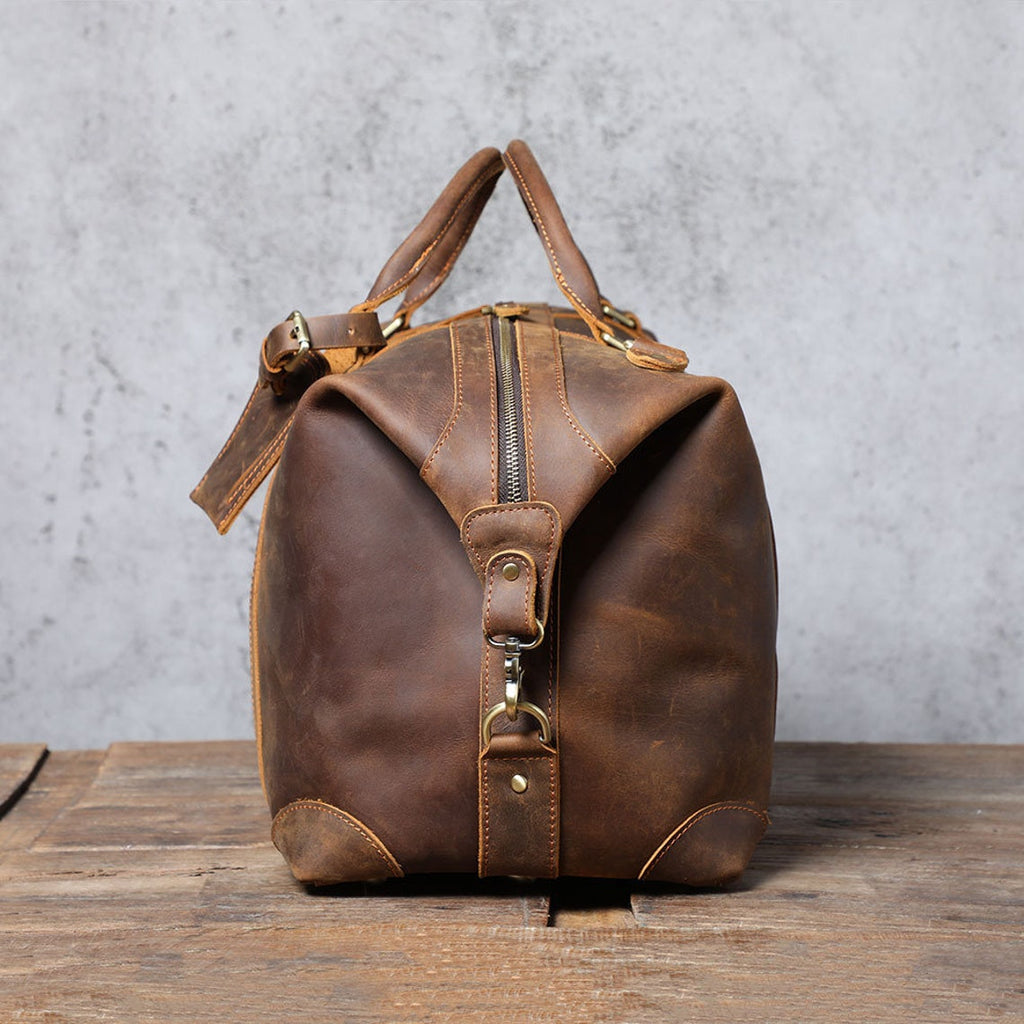 Handmade Full Grain Leather Travel Bag Duffle Bag Luggage Bag Weekender Bag Holdall DZ07