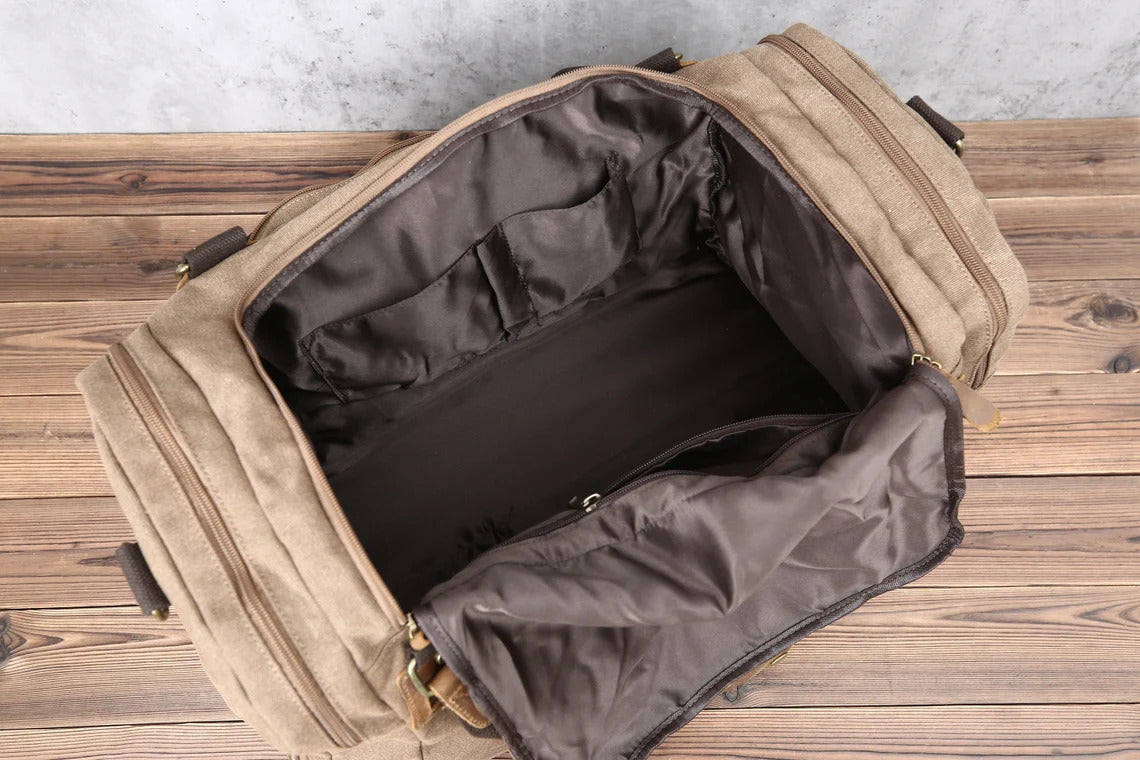 Personalized Waxed Canvas Duffel Travel Bag