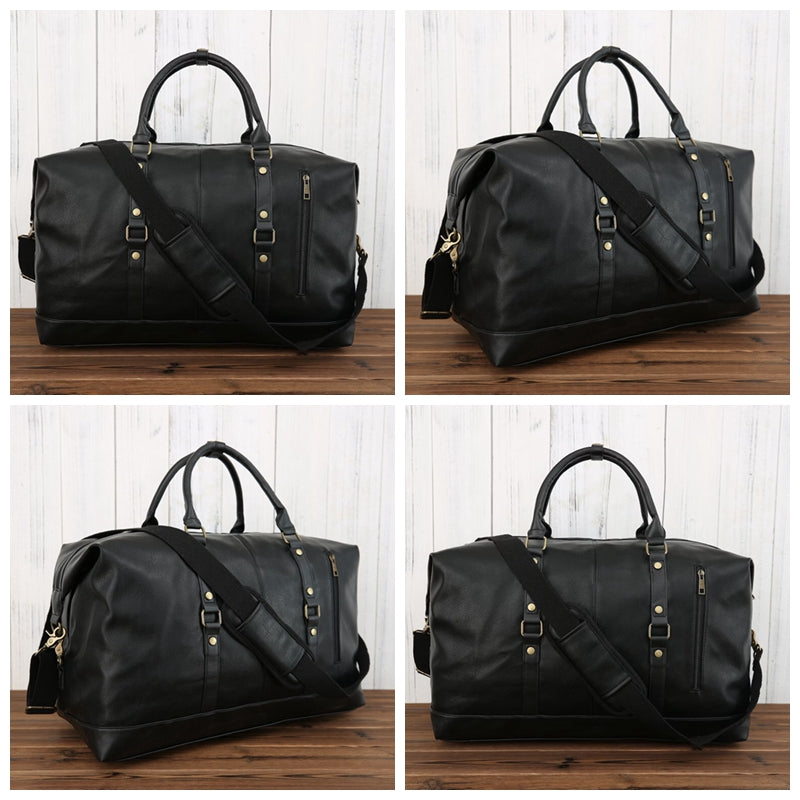 Handmade Men s Vegan Leather Duffle Bag Travel Bag Personalized Unisex Weekender Bag