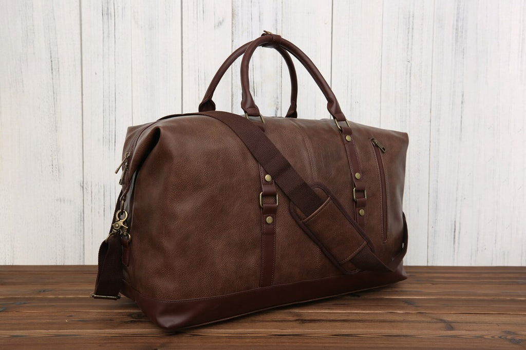 Handmade Men’s Vegan Leather Duffle Bag Travel Bag Personalized Unisex Weekender Bag
